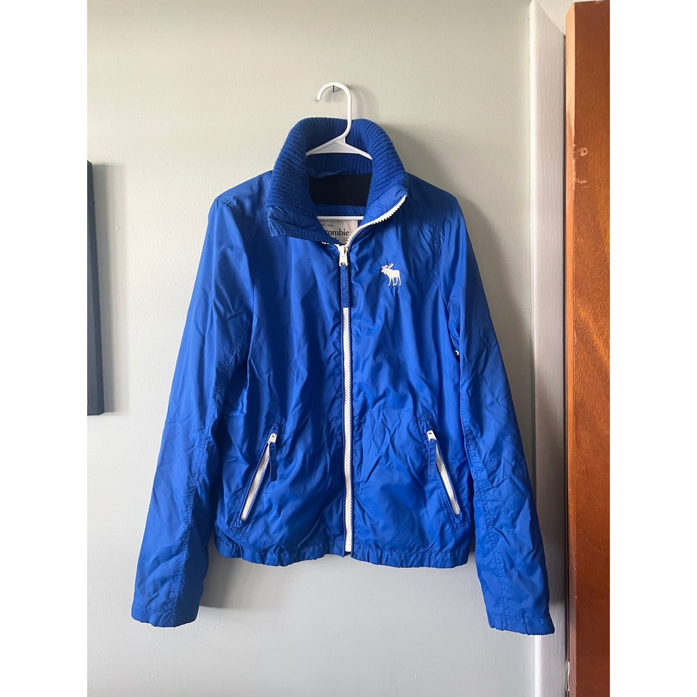 Abercrombie & Fitch Windbreaker Jacket Blue Y2K Moose Logo Men Size Medium